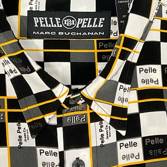 PELLE PELLE by Marc Buchanan XLarge Checkerboard 90s Rave Shirt Vintage 80s 90s - Picture 6 of 13